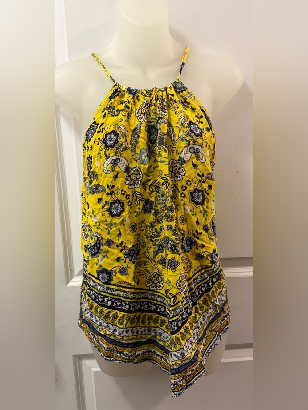 No Boundaries Yellow Floral Halter Tank Top | Sz XXL